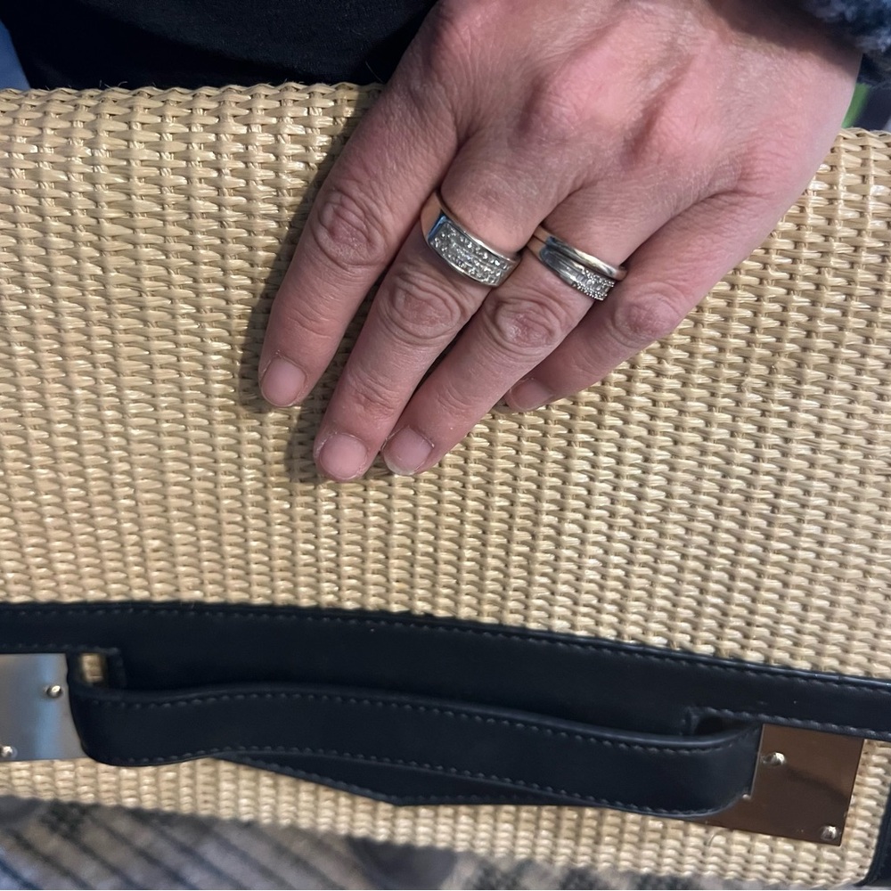 NWOT House of Pom Grass Clutch. Natural w/black trim and gold hardware.